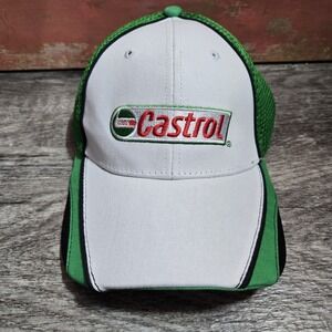 RARE Castrol‎ Logo Baseball Cap Hat Green Mesh Vented Adjustible Back